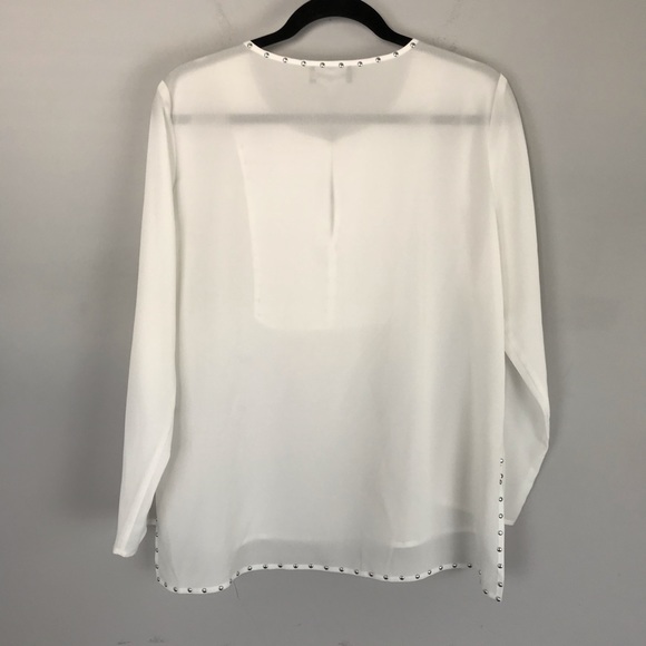 NWT Karl Lagerfield stud blouse white bell sleeve - Picture 6 of 7